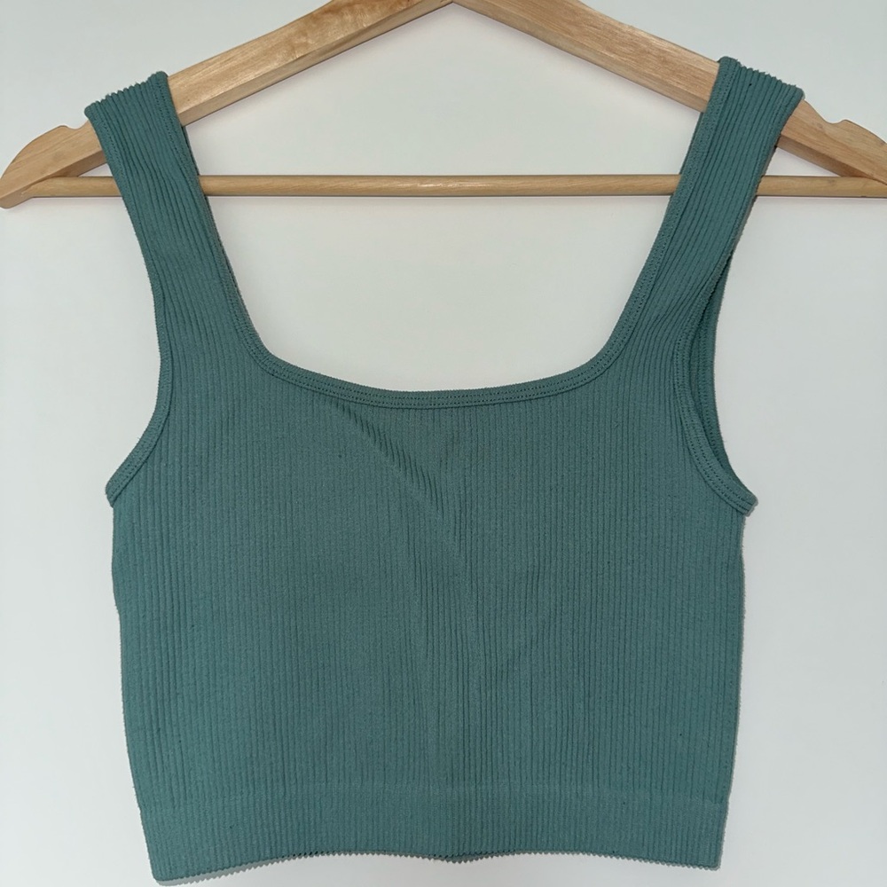 Zara Teal Ribbed Tank Top